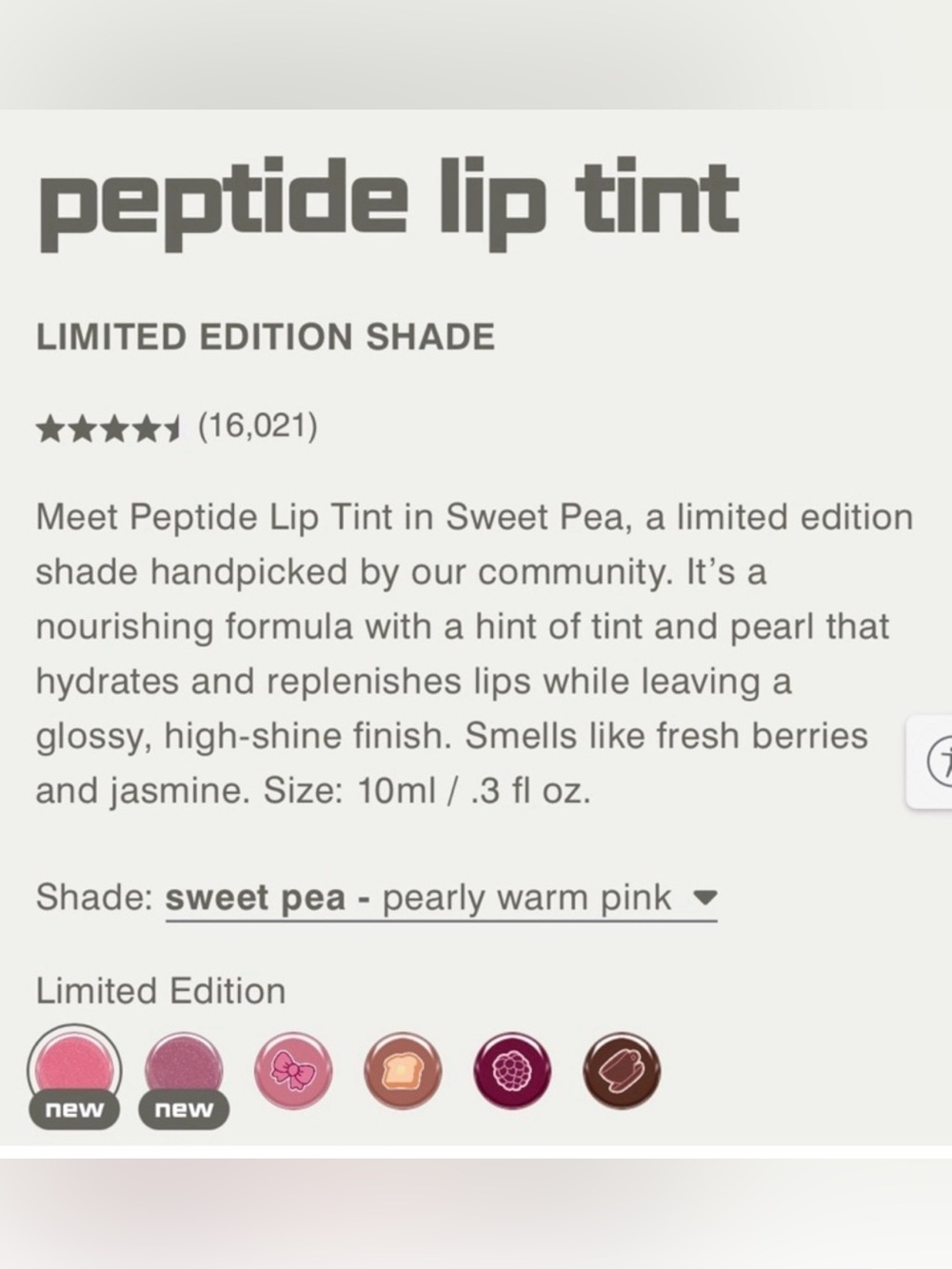 Rhode Sweet Pea Peptide Lip Tint Limited Edition - Picture 6 of 8